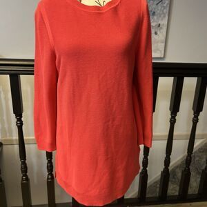 Talbots Womens Sweater Medium Coral Round Neck Knit Solid‎ Pullover